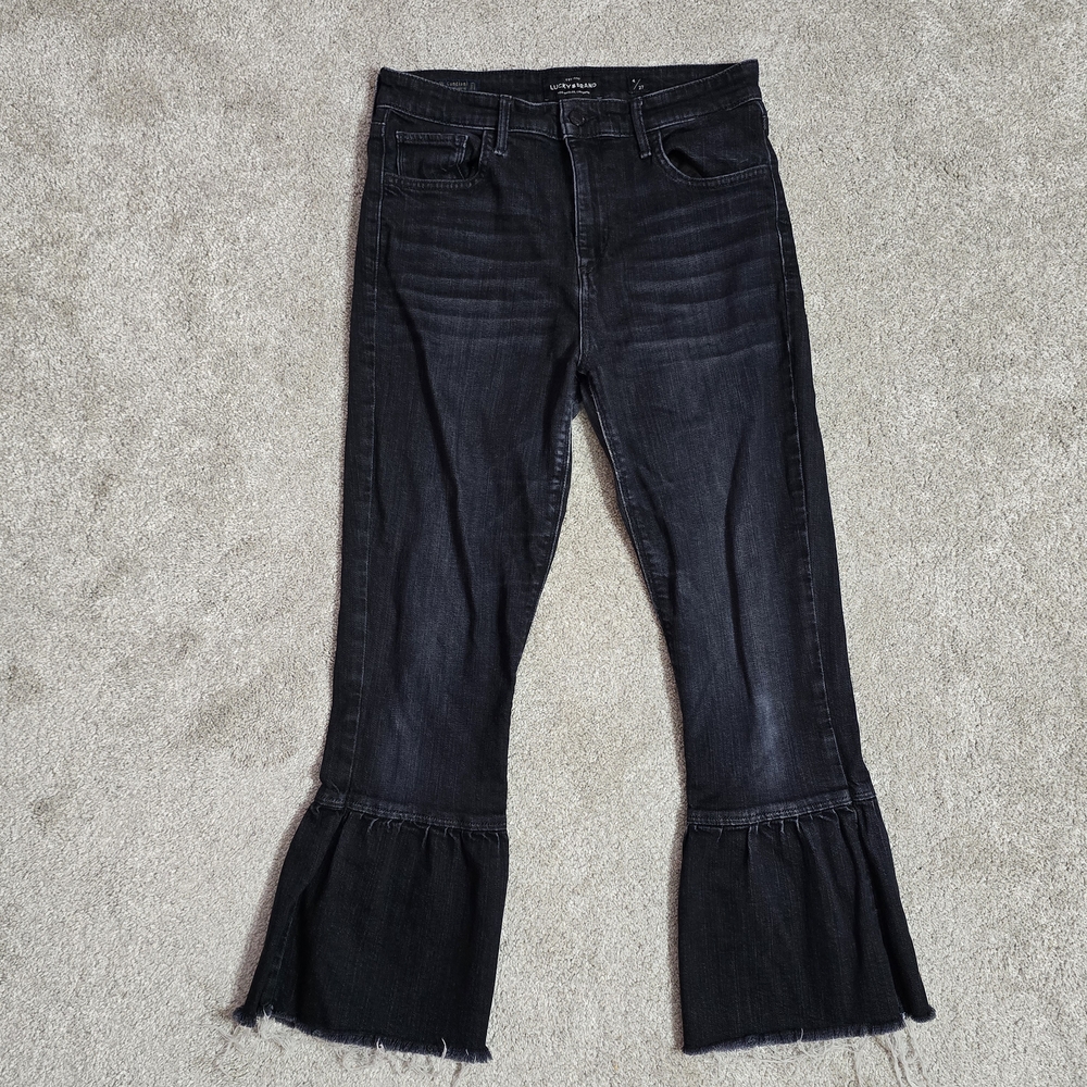 Lucky Brand Dark Wash High-rise Bell Legs Cropped Jeans Capri 4/27